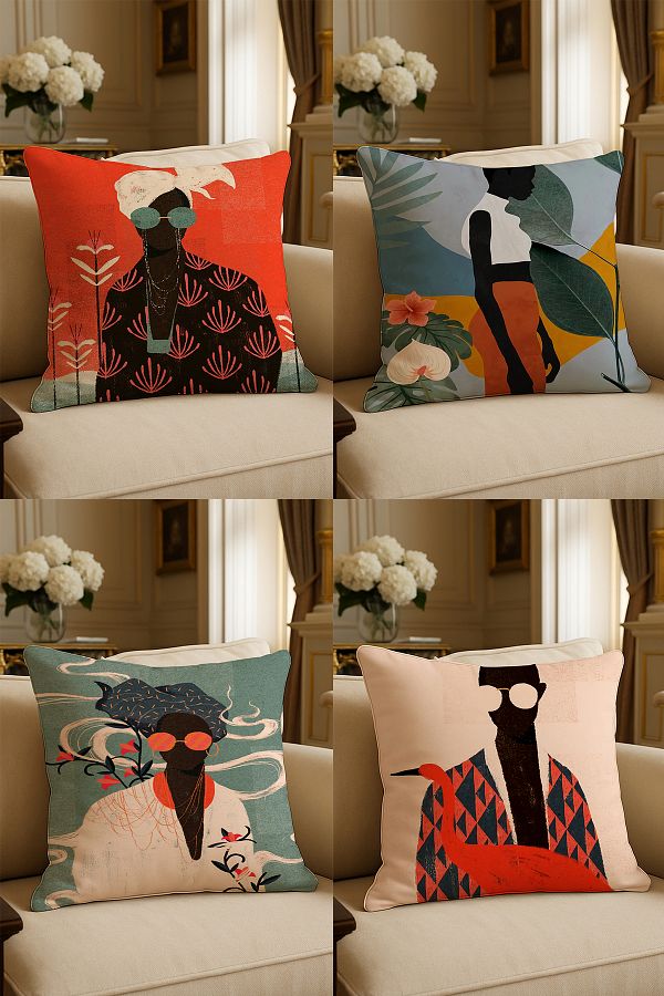 LadiesHome-Special Design Digital Printed Decorative Throw Pillow Case 43X43 cm Double Sided Set of 4 1
