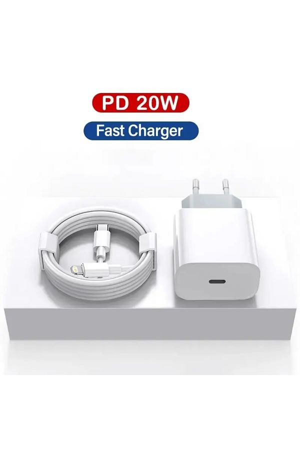 Choice-WHITE 2 in 1 EU Set 2 in 1 PD 20W Fast Charger For iPhone 13 12 11 14 Pro Max Fast Charging 8 Plus X 1