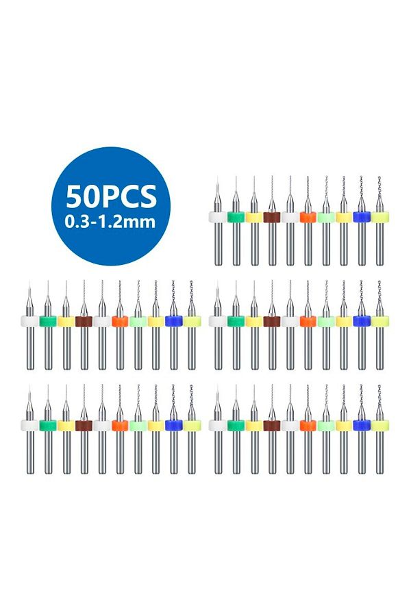 Choice-50 قطعة من مثقاب XCAN PCB بقطر 0.3-1.2 مم 50 قطعة من مثقاب الكربيد بقطر 0.3-1.2 مم لحفر لوحة دوائر PCB 1