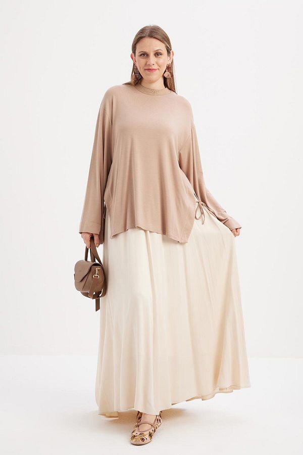 ALLDAY-Ecru-Elastic Basic Skirt 1