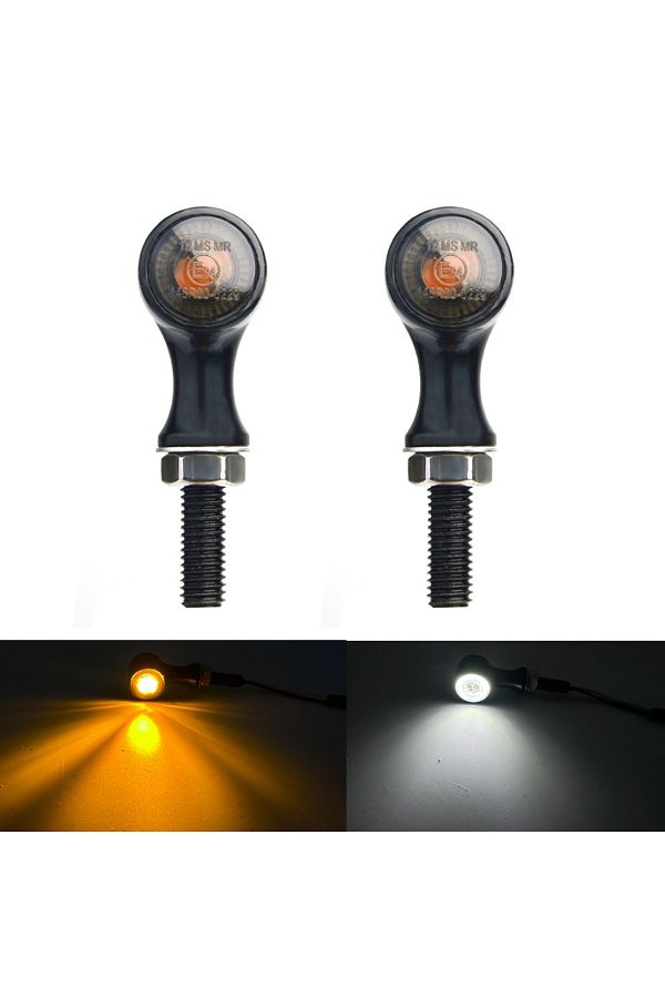 Choice-3 wires light E24 Retro Motorcycle Turn Signal LED Light Flashing Indicator Tail Brake Light 8mm For 1