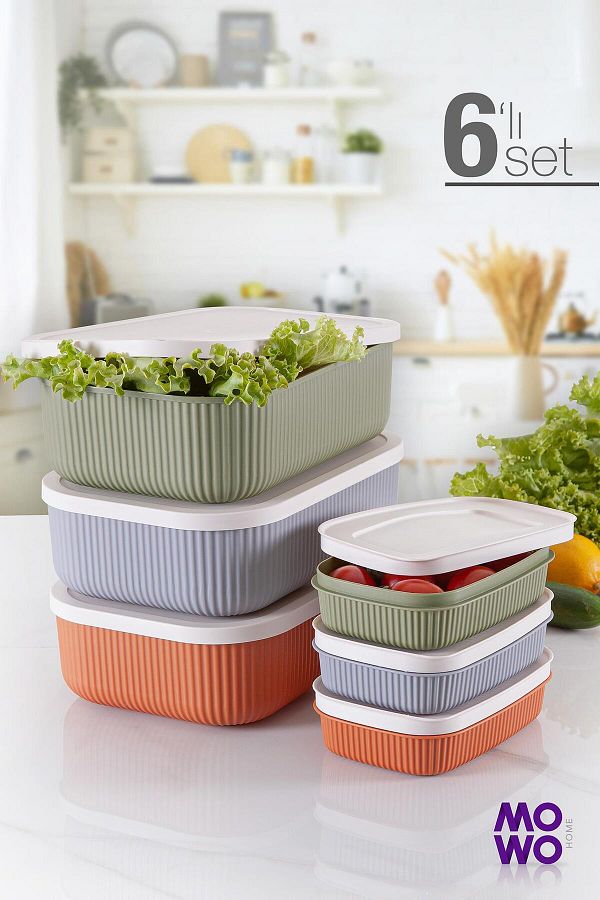 Mowo Home-Trove Mix Set of 6 Kitchen Storage Container Breakfast 3.2 Lt - 600 ml 1