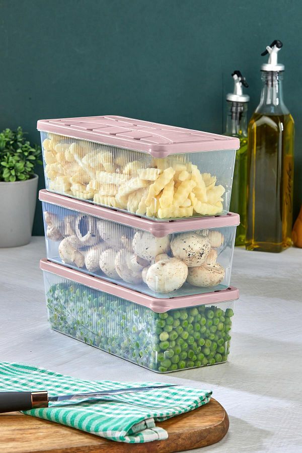 NY HOME-Storage Container 3 Pcs 2000 ml Pink 1