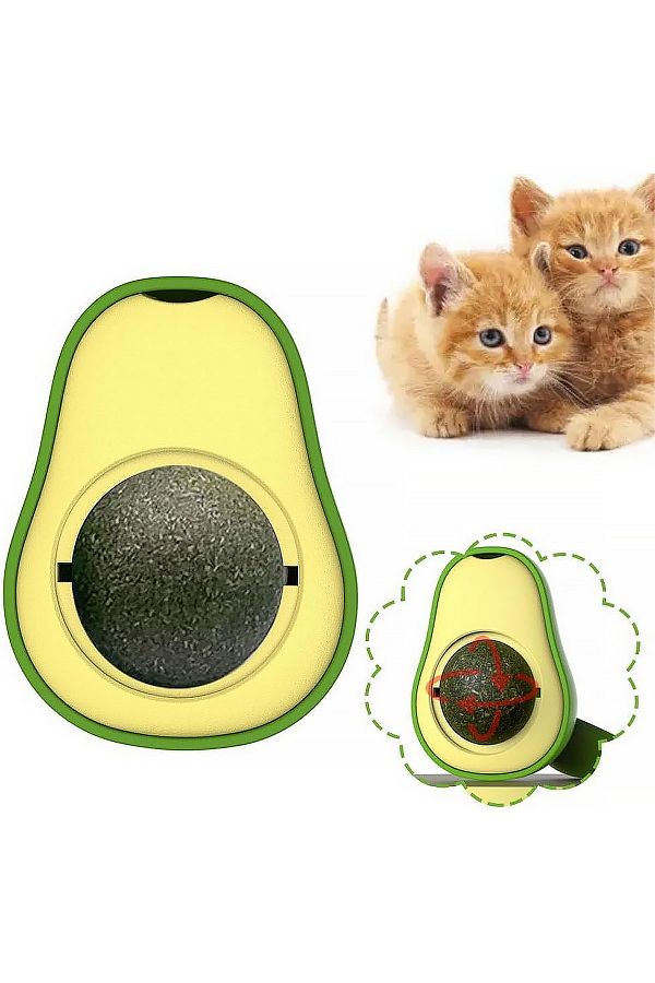 NOYİSKA-Natural Catnip Edible Rotating Catnip Herb Play Ball Toy Cat Licking Ball Avocado-Shaped 1