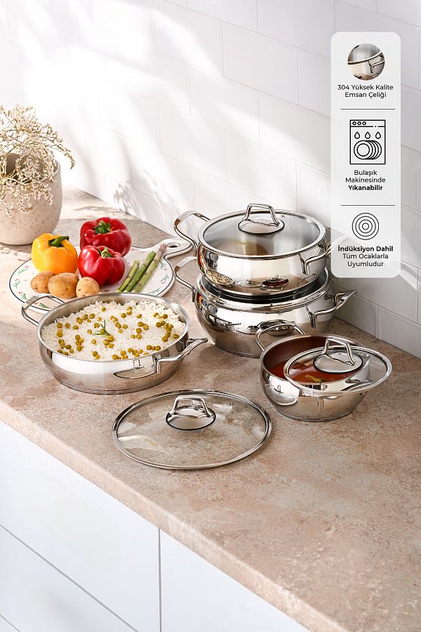 Emsan-Cemre Induction Based 8 Piece Steel Cookware Set 1