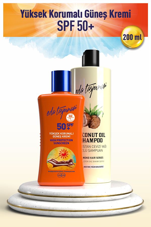 Eda Taşpınar-High Protection Sunscreen Spf50+ 200ml - Coconat Shampoo 400ml 1