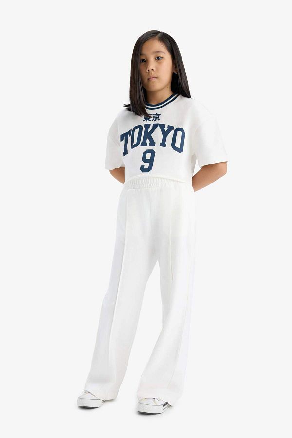 DeFacto-Girls' 2-Piece Set Printed Short-Sleeved T-Shirt with Elastic Waist Sweatpants E6413A825Au 1
