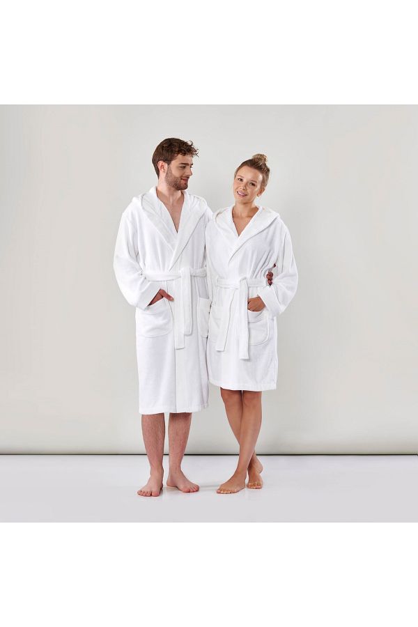 Linens-White Premium Cotton Bathrobe 1