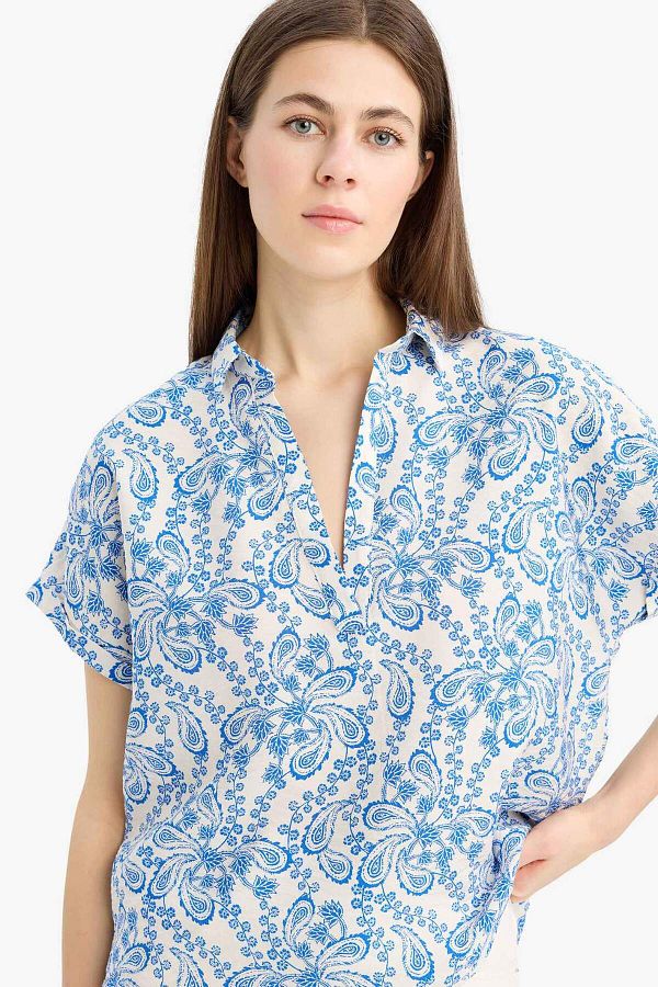DeFacto-Oversize Loose Fit Floral κοντομάνικη μπλούζα E7595AX25SP 1