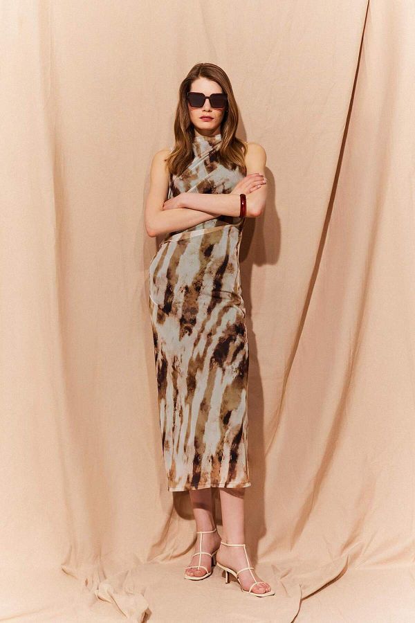 DeFacto-Bodycon Макси рокля без ръкави от тюл Tie Dye E8340AX25SP 1