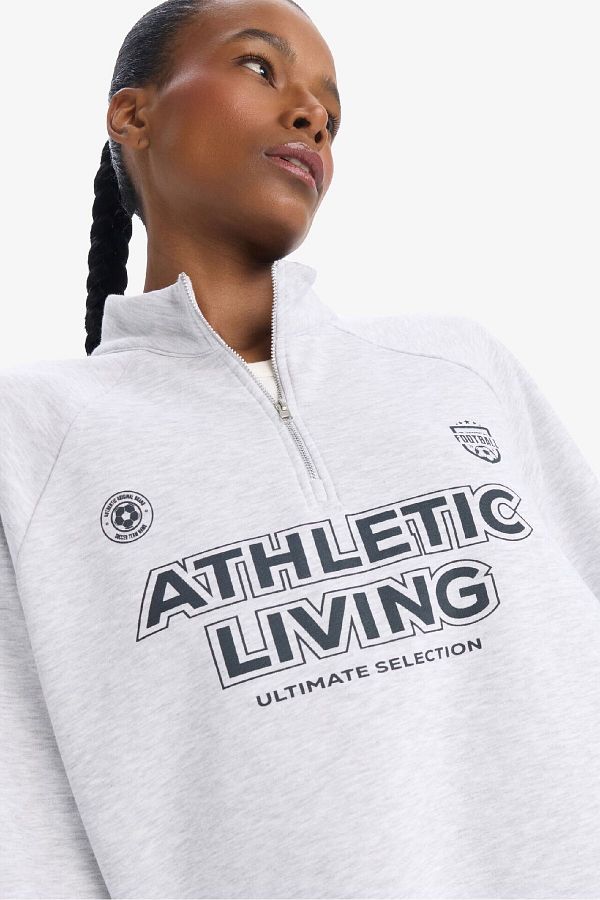 DeFacto-Hanorac sport cu imprimeu cu guler înalt DeFactoFit oversize D7754AX25SP 1