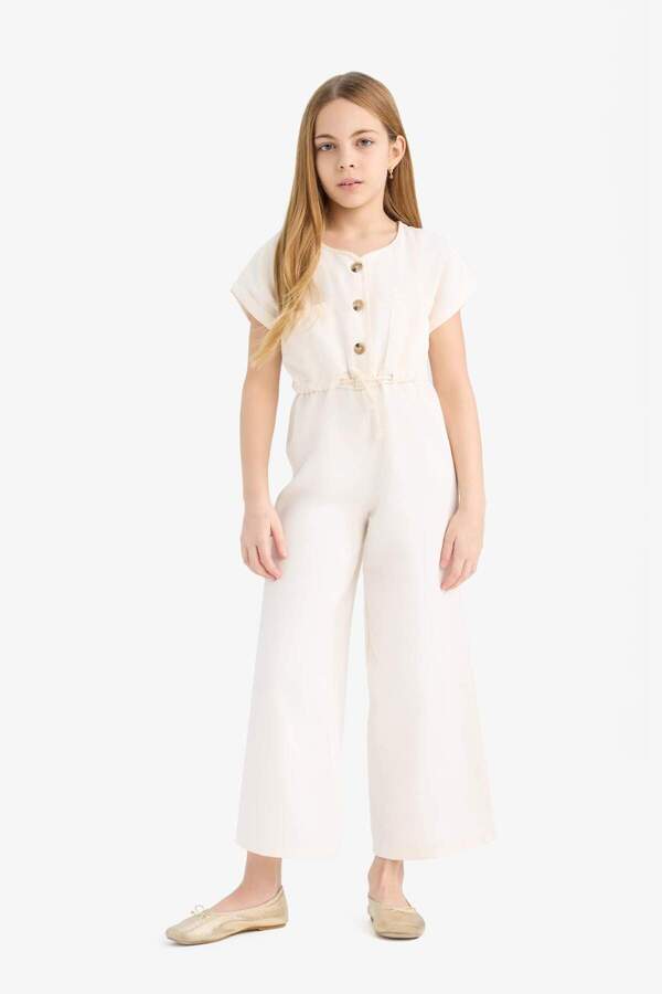 DeFacto-Girl's Gabardine Short Sleeve Jumpsuit D9308A825Sm 1