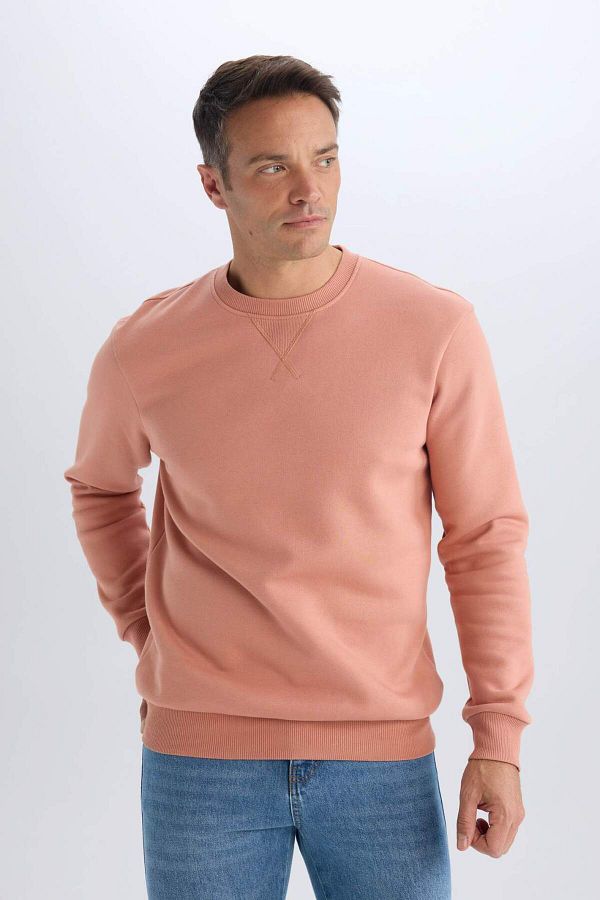 DeFacto-Regular Fit Mikina s kulatým výstřihem Silná Basic Jednoduchá T3777AZ25SP 1