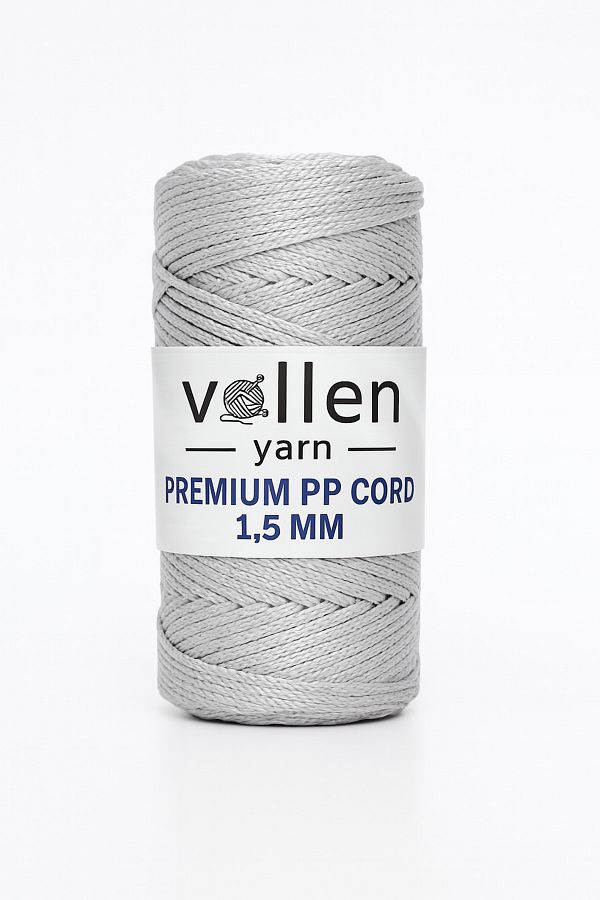 vollen yarn-1.5mm-150mt Polyester Macrame Thread, Supla Thread, Bag Thread, Bracelet Thread, Macrame, Light Gray 1