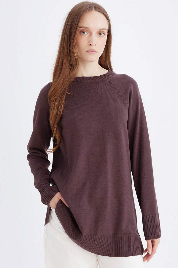DeFacto-Crew Neck Regular Fit Knitwear Sweater Tunic - C4474Ax24Au 1