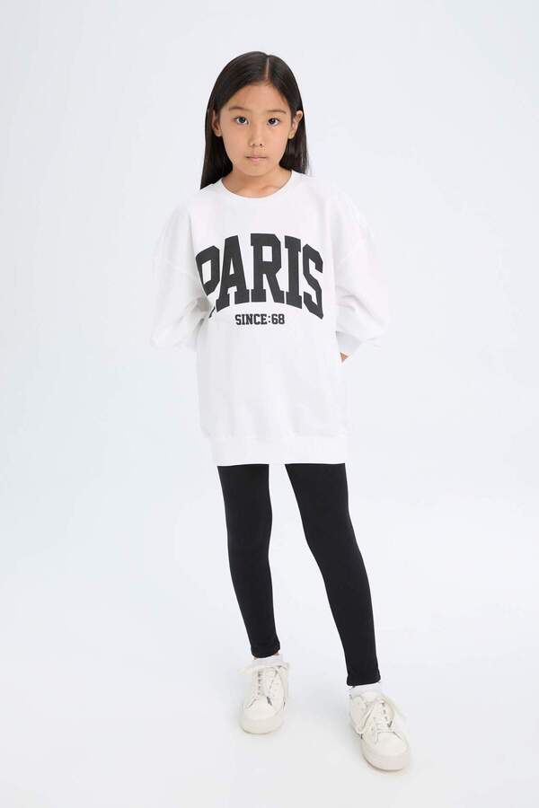 DeFacto-2-teiliges Set für Mädchen, bedrucktes Sweatshirt, lange Leggings D6453a8ns 1