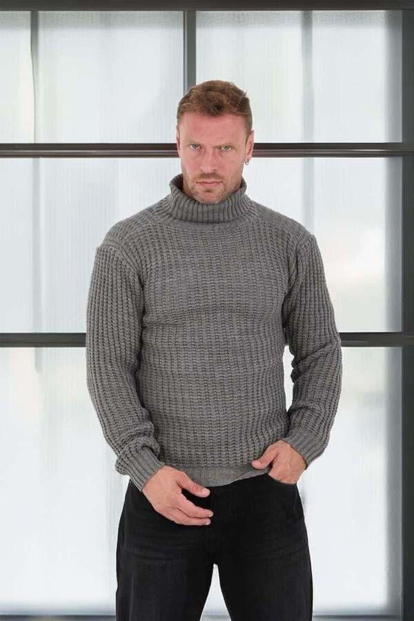 Valiberta-Nopenli Ribbed Knitted Fisherman Sweater - Smoked 1