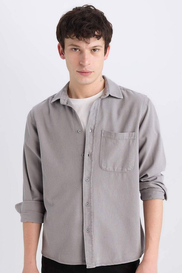 DeFacto-100 % Baumwolle, reguläre Passform, Basic, einfarbig, Langarmshirt D7406AX24AU 1