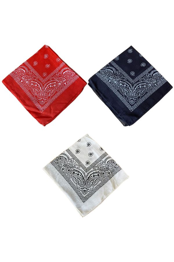 Rupen Kraft-100% Cotton Classic Pattern Unisex 3-Piece Bandana Set Colorful Bandana Ethnic Patterned a Quality Bandana 1