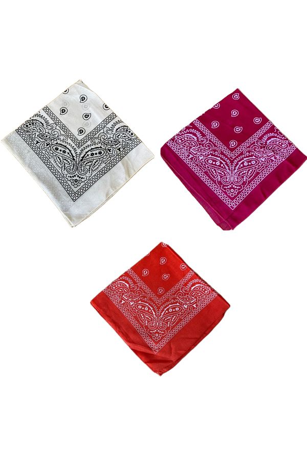 Rupen Kraft-100% Cotton Classic Pattern Unisex 3-Piece Bandana Set Colorful Bandana Ethnic Patterned a Quality Bandana 1