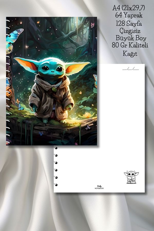 daily notebook-دفتر مدرسي غير مملوء بخطوط من YODA، 64 ورقة حلزونية مقاس A4 كبير (21 × 29.7 سم) 1
