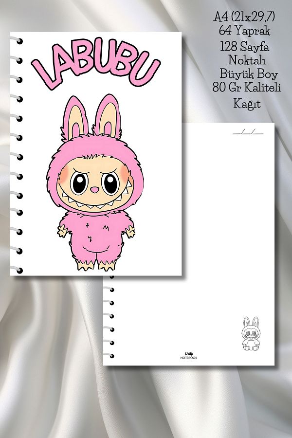 daily notebook-دفتر مدرسي منقط من لابوبو، 64 ورقة/128 صفحة حلزونية مقاس A4 كبير (21 × 29.7 سم) 1