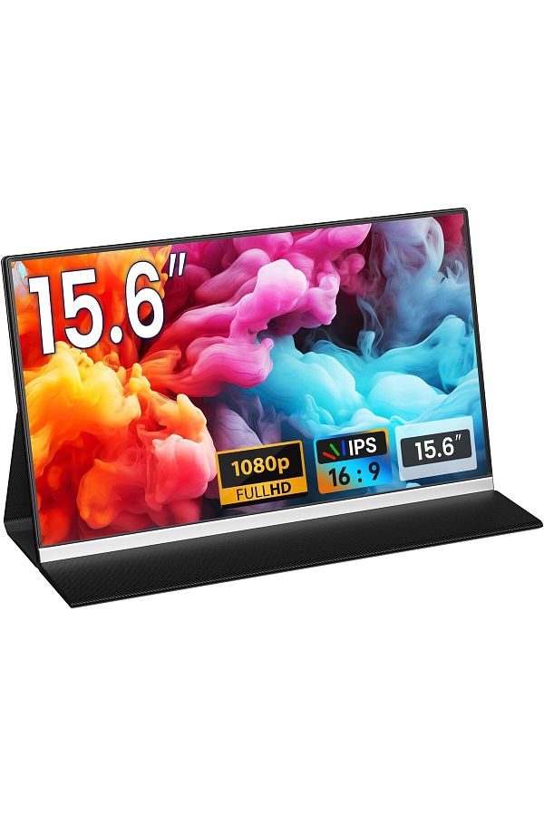V2COM-15.6" FHD Portable Monitor, USB-C/Mini HDMI, IPS Display for Laptop,with Case 1