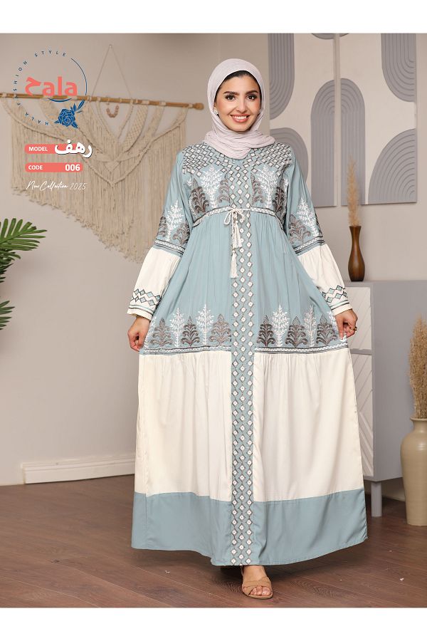 Hala-Embroidered reception jalabiya made of light and soft linen fabric that gives you a feeling of comfort and freshness 1