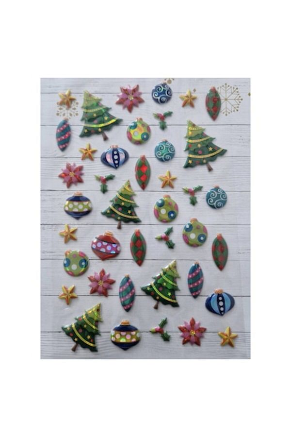 dalip-Set Stickere 3D Dalip, 40 Piese, Brad si Globuri Decorative, Alb 1