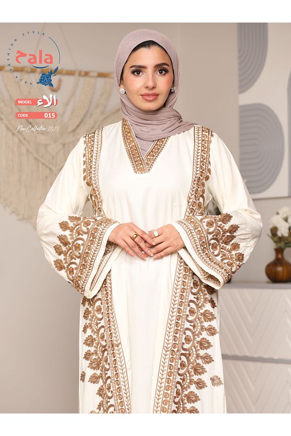 Hala-Embroidered reception jalabiya made of light and soft linen fabric that gives you a feeling of comfort and freshness 1