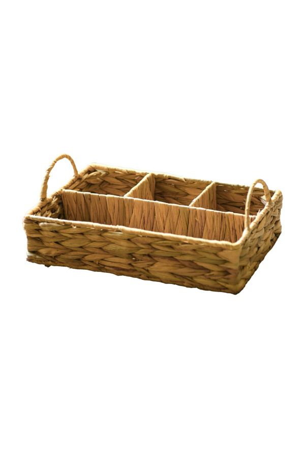 HONEYBEE-4-Section Hyacinth Grass Storage Basket with Handle 1