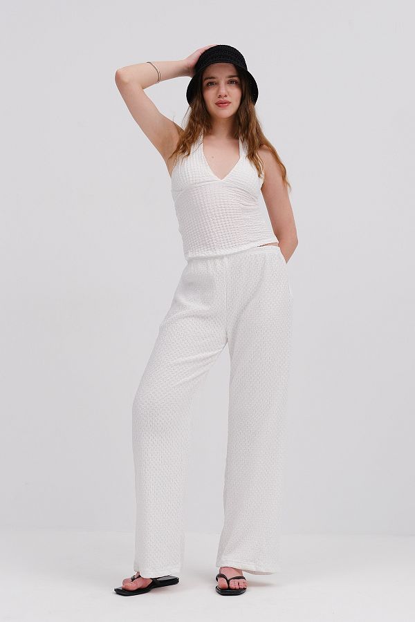 Addax-Textured Trousers with Elastic Waist Pn0546-L6 1