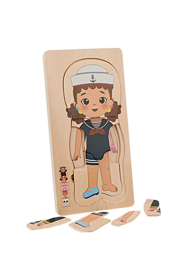 SARALMA-Montessori wooden puzzle in 5 layers, matching shapes, developing imagination, 17 pieces, fa 1