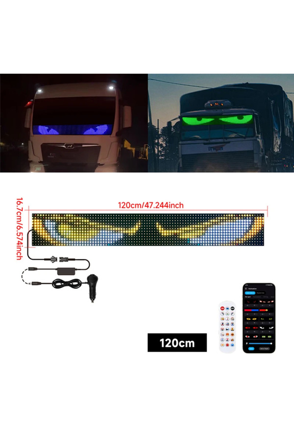 Choice-Single 1.2M APP Control Truck Devil Eye LED Matrix Pixel Panel Graffiti Scrolling Text Soft Foldable 1