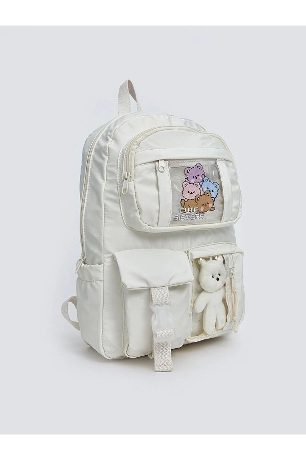 LC Waikiki-LCW ACCESSORIES Rucsac Ecru pentru fete cu mai multe compartimente 1
