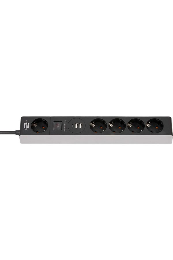 Brennenstuhl-Prelungitor Premium-line 5 prize, 2 USB, 1 USB-C, 2.4A, 1,5m Buton On Off, Incarca 1