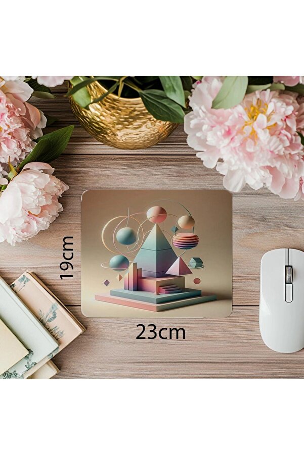 Luluyen-Modern Mousepad with Pyramid and Circle Mix - 19X23 cm 2 mm Rectangle Imported Printed Mouse Pad 1