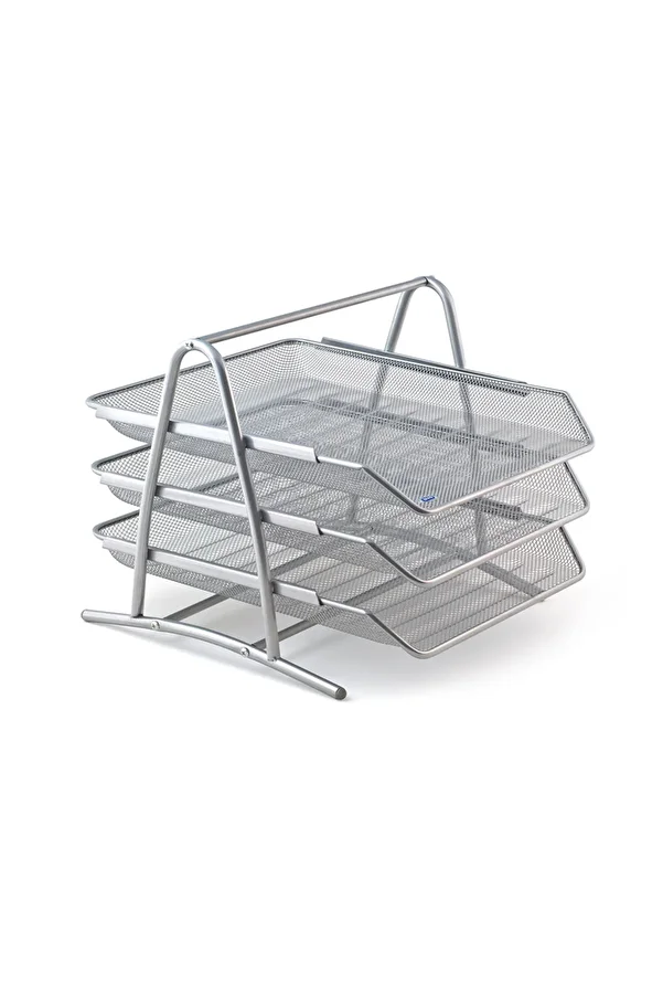 Mas-Perforated 3-Piece Document Rack Set Silver 523 1