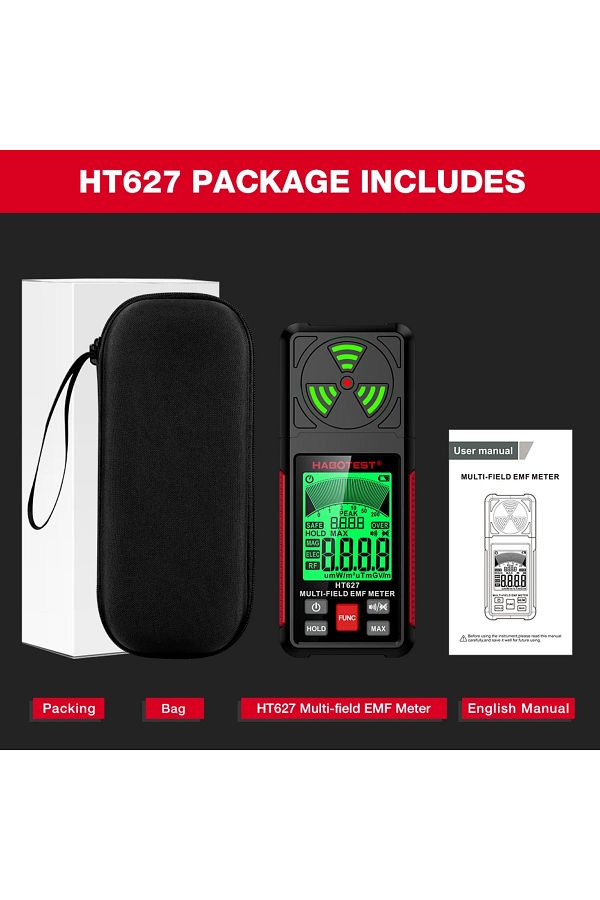 Choice-HT627 HABOTEST جهاز اختبار كاشف الإشعاع الكهرومغناطيسي HT627 ومقياس EMF متعدد الوظائف محمول 1