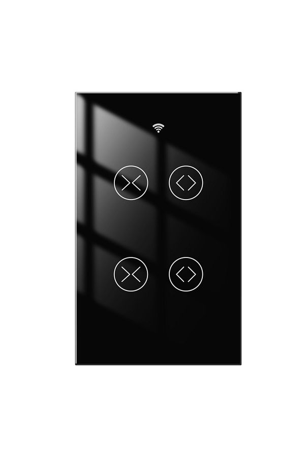 MOES-Switch US Black Tuya Smart Life WiFi RF 2 Gang Double Curtain Blind Switch for Roller Shutter E 1