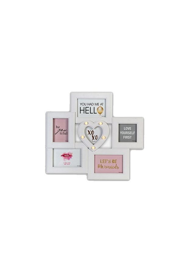 PRC-Hart First multiple photo frame with 5 LEDs, 6 photos, white 1