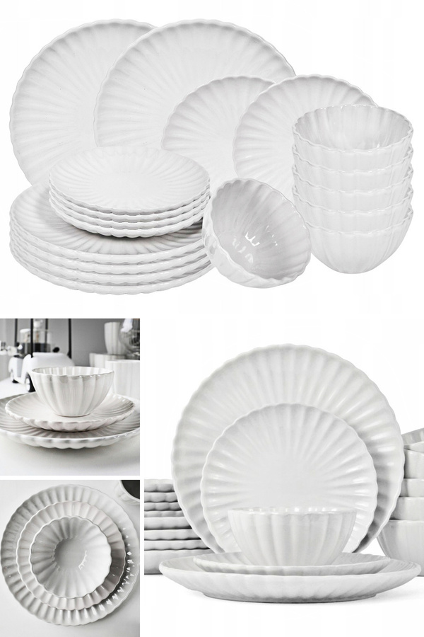 Tavola-White Porcelain Dinner Set 18 Pcs Farfurii Dining Set Plate Set Dishwasher Microwave Safe 1