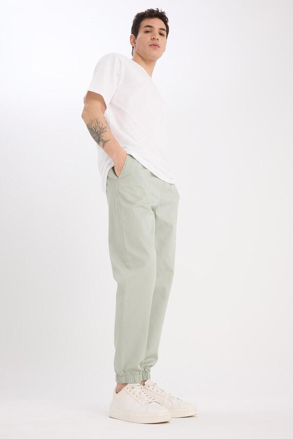 DeFacto-100% pamut Jogger Slim Fit karcsúsított derék fűzős Gabardine nadrág D8607AX25SP 1