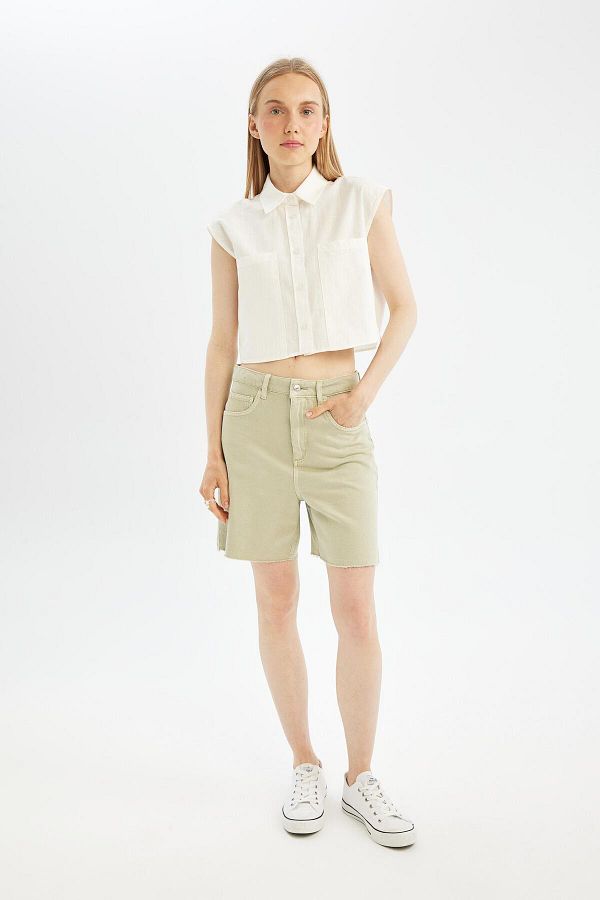 DeFacto-Gabardine-Shorts mit kurzem Bein – Regular Fit, normale Taille D0964AX24SM 1