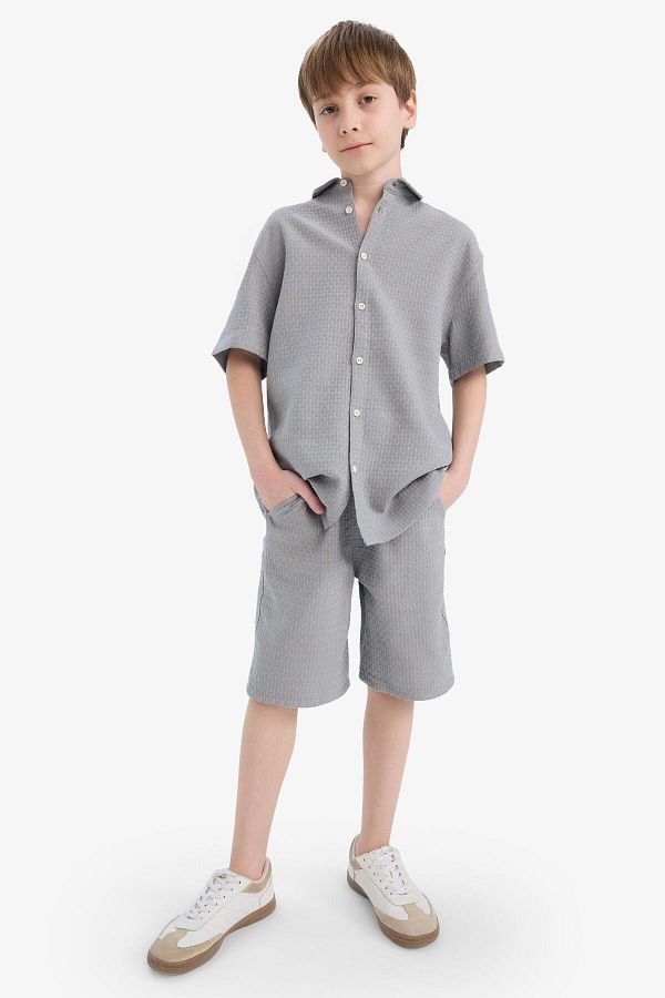 DeFacto-Pantaloni scurți texturați pentru băiat cu talie elastică E7014a825hs 1