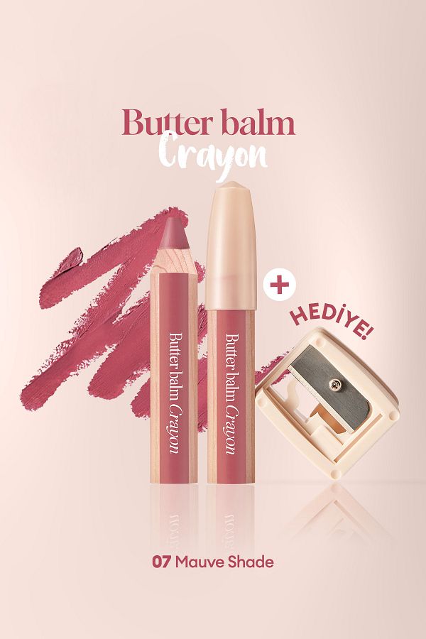 CLIO-Creamy Pencil Shaped Colored Lip Balm & Sharpener Clio Butter Balm Crayon 007 Mauve Shade 1