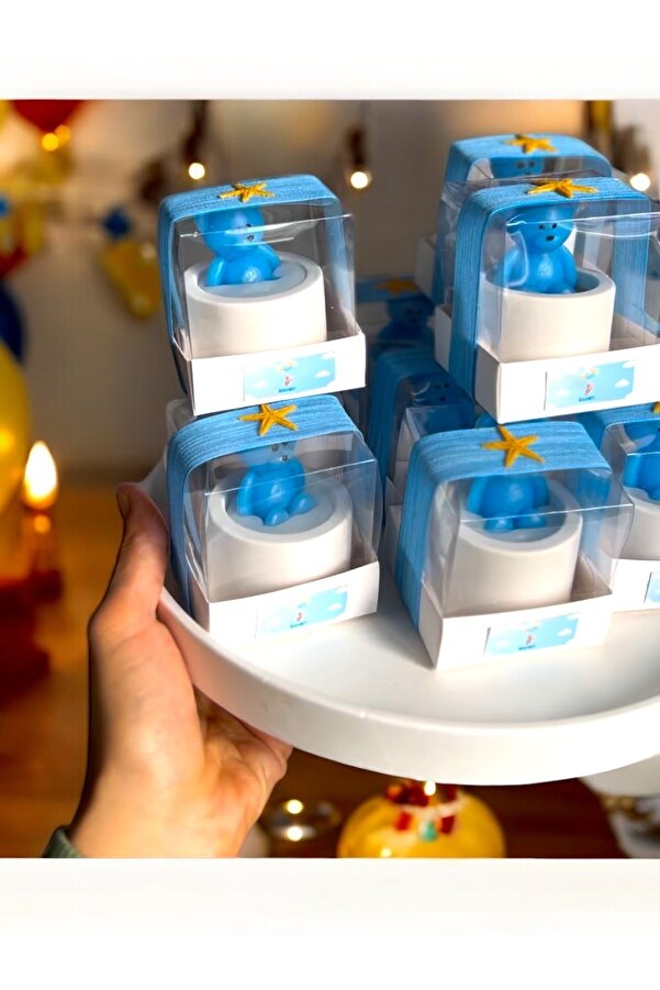 Stone Store Doğum Günü Bebek Baby Shower Ayıcık Ayı Mum Özel Gün Hediyelik Süs Etiketli 10 Adet (RENK BELİRTİN!)