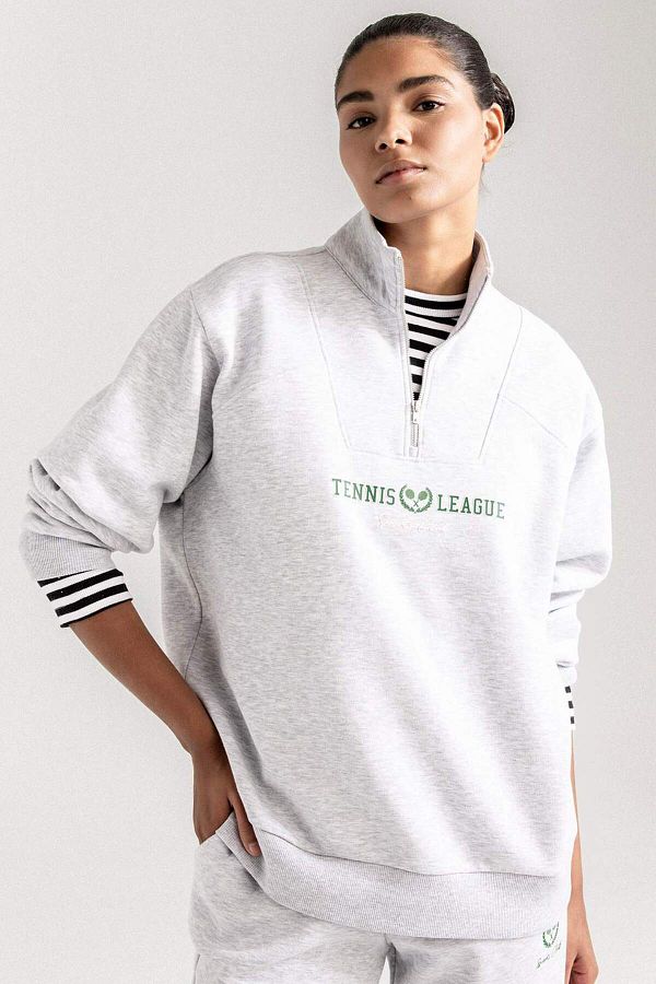 DeFacto-DeFactoFit Oversize Geniș Kalp Verticală Guler Fitness Imprimat Hanorac Sport D1701AX24AU 1