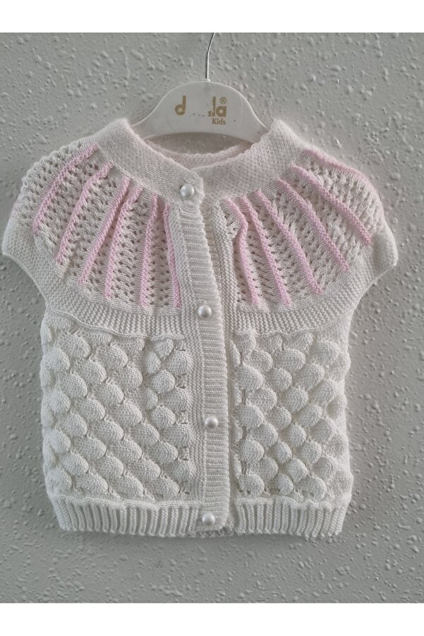 BABYLY Bebek triko Yeleği midiye kabuğu Desenli 9 A12 Aylık