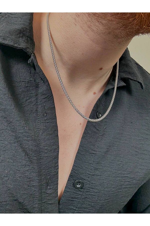 Arvens-Men's Silver Stainless Steel Necklace Does Not Lose Color, Does Not Fade, Unisex, Does Not Fade, Can Be Combined, Does Not Rust 1